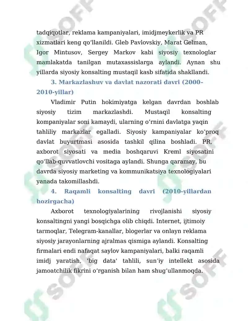 Rossiyada siyosiy konsaltingning rivojlanishi 2