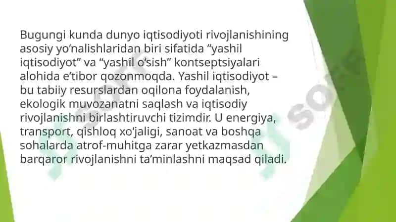 Yashiliqtisodiyot va yashilo'sish 2