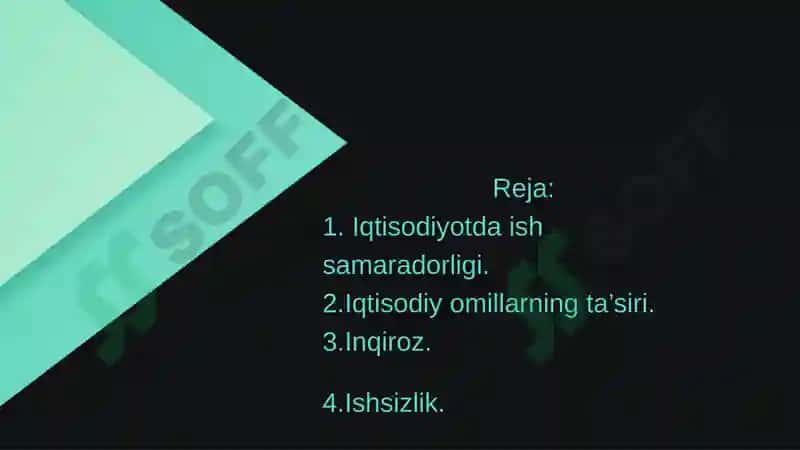 iqtisodiyotda ish samaradorligi, ishsizlik,inqiroz 2