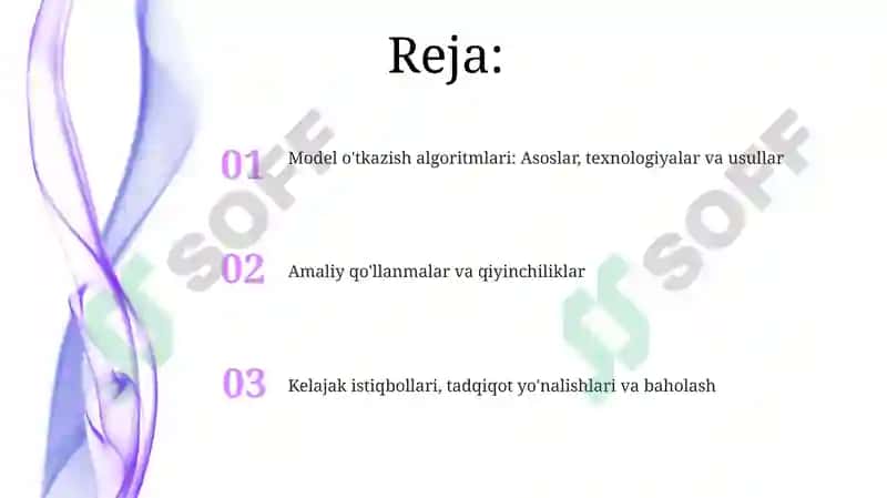 Bir modeldan boshqa modellarga oʻtkazish algoritmlari 2