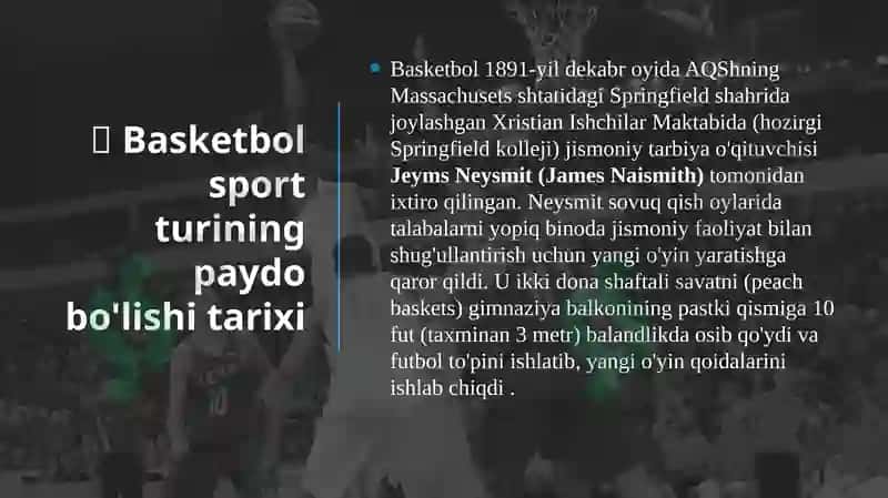 Basketbol sport turining paydo bo'lishi 2