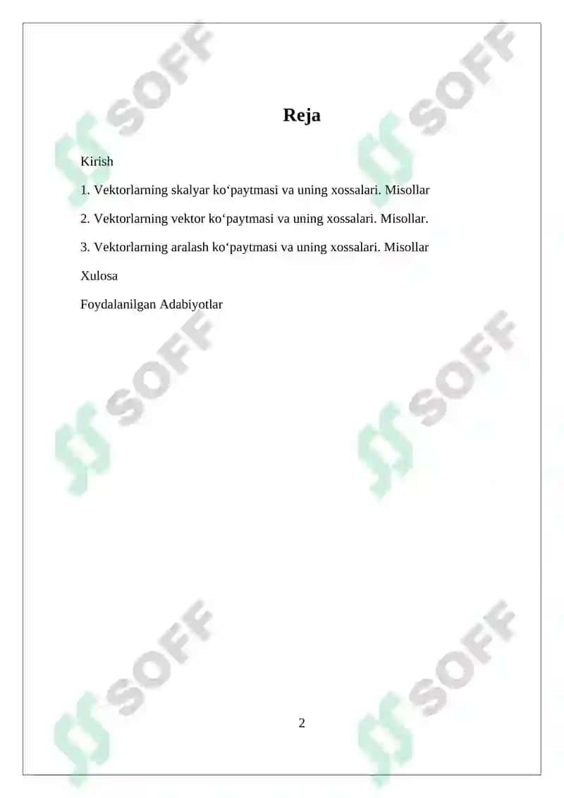Vektorlar va ular ustida amallar 2