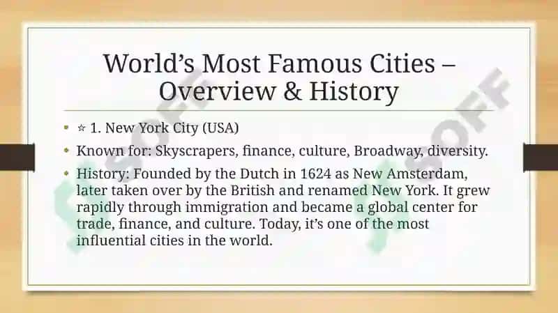 Popular cities. The history of a city: 2