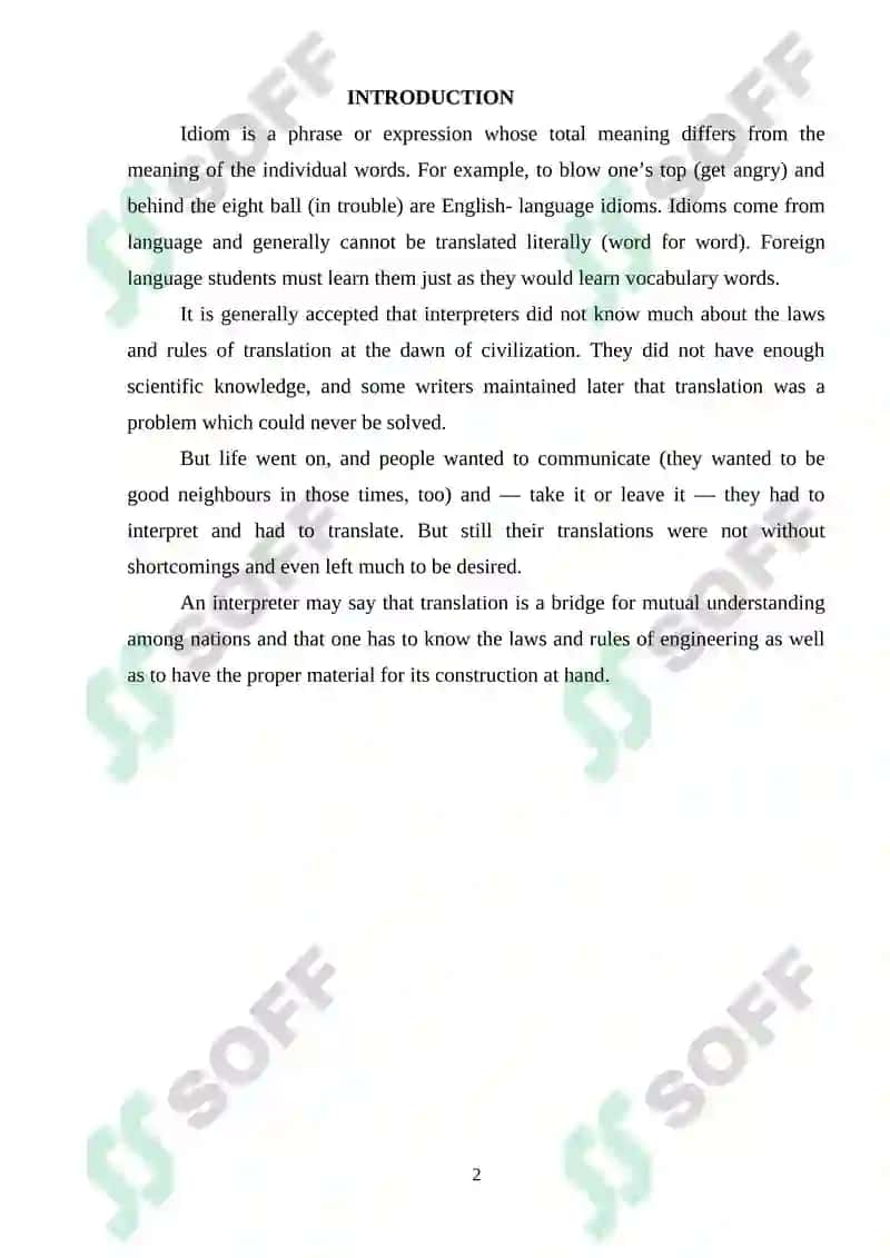 Translation of Idioms 2