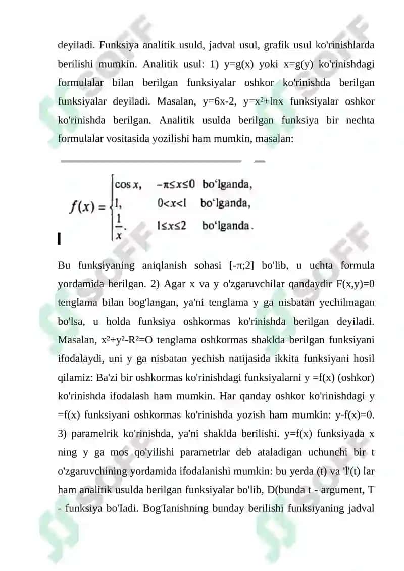 Funksiya tushunchasi va uning xossalari 2