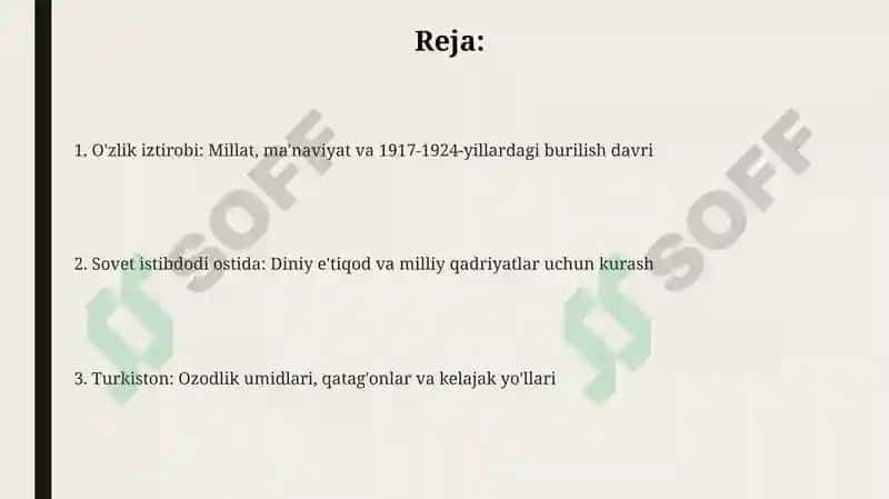 Ma'naviyat va milliylik uchun kurash. 1917-1924-yillar 2