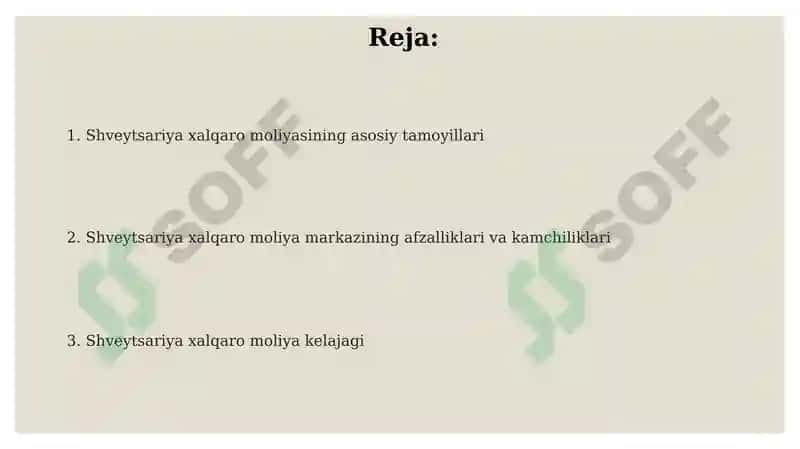 Shvetsariya xalqaro moliyasi 2
