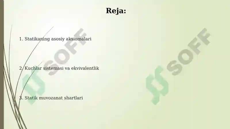 Statikaning asosiy aksiyomalar 2