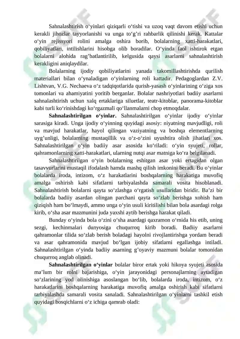 Sahnalashtirish faoliyati 2