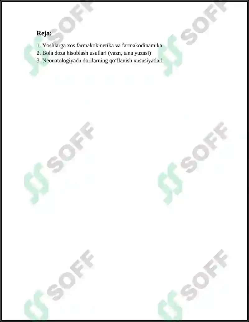 PEDIATRIYA AMALIYOTIDA DORILARNI QOʻLLANISHI 2
