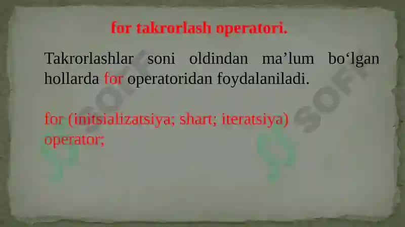 Takrorlash operatorlari 2