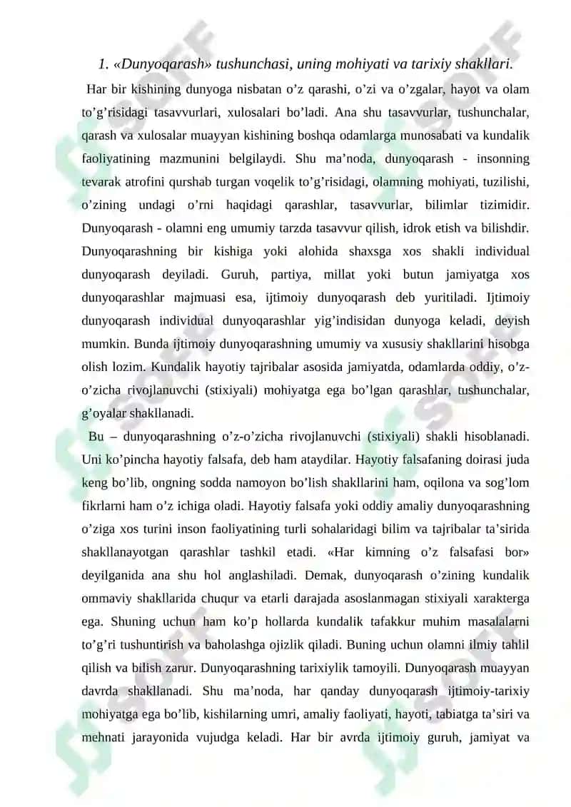 Dunyoqarashning mohiyati, tuzulishi va asosiy funksiyalari 2