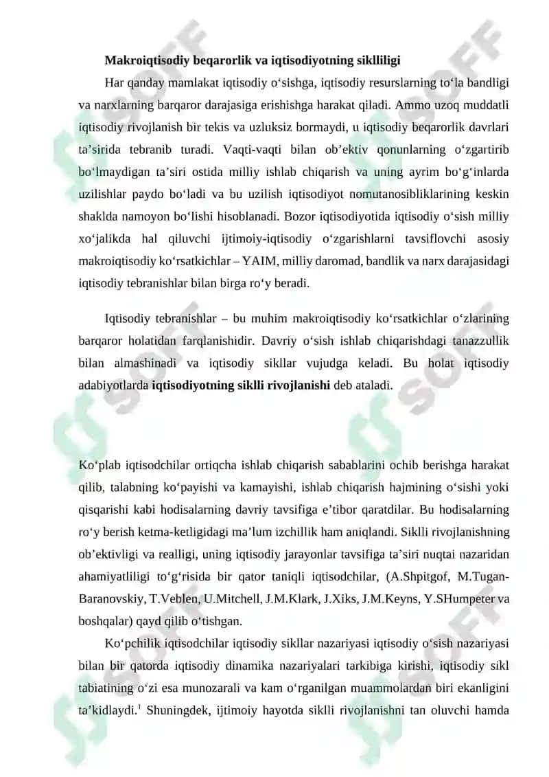 Makroiqtisodiy beqarorlik va iqtisodiyotning siklliligi 2