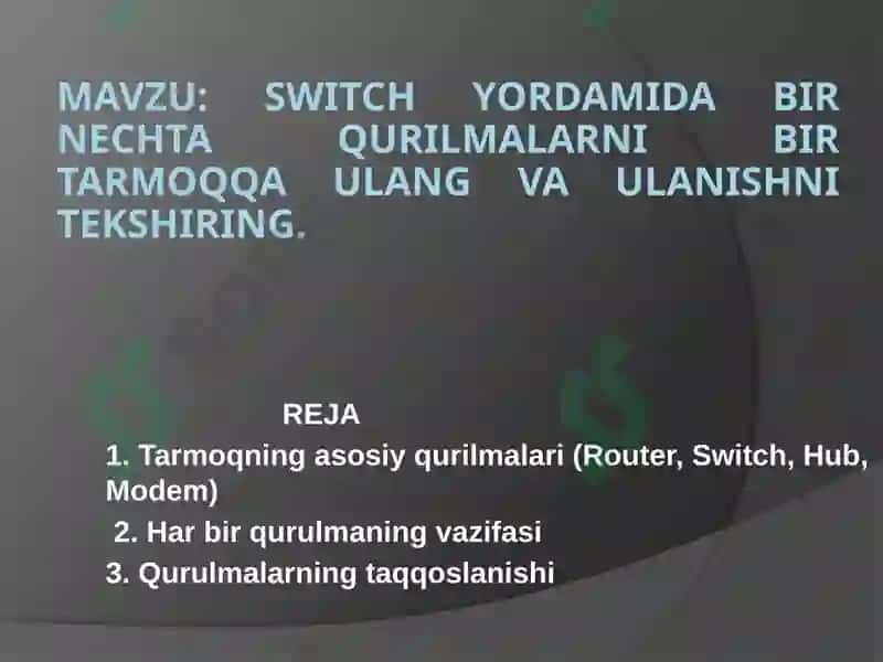 Switch yordamida bir nechta qurilmalarni bir tarmoqqa ulang va ulanishni tekshirish 2