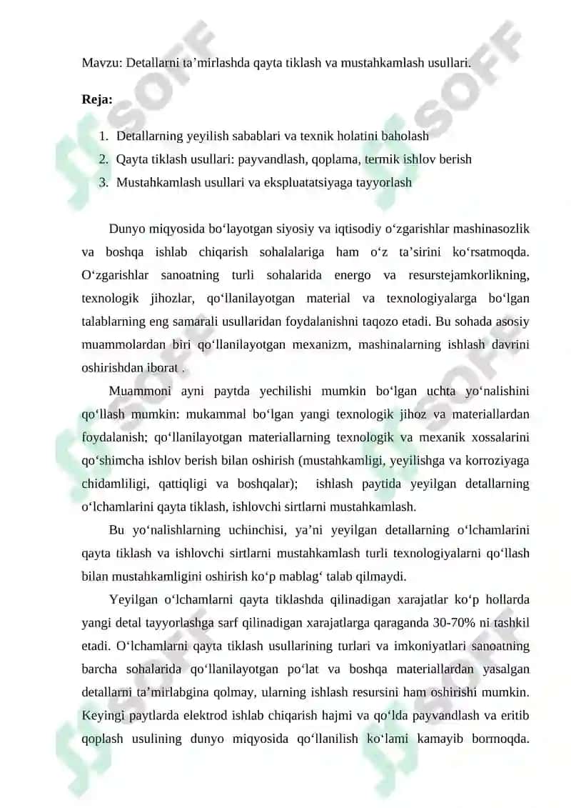 Detallarni ta’mirlashda qayta tiklash va mustahkamlash usullari 2
