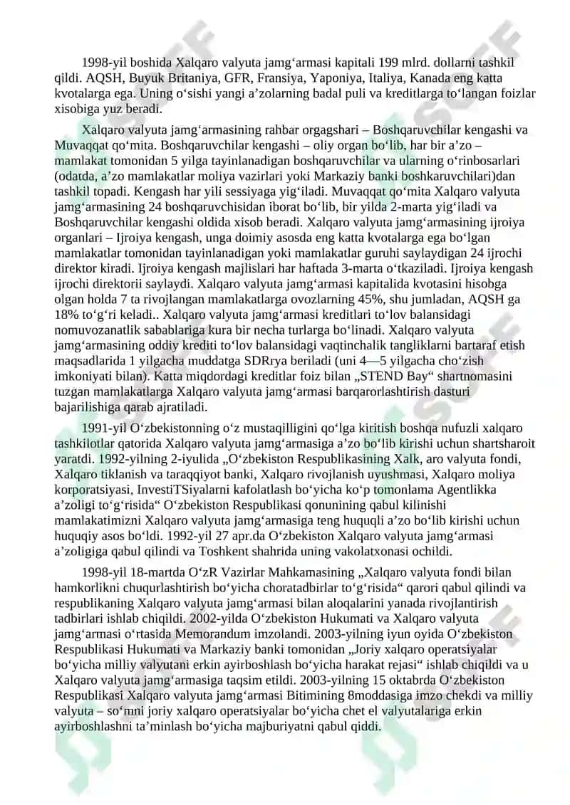 Xalqaro valyuta -kredit va moliya tashkilotlari 2