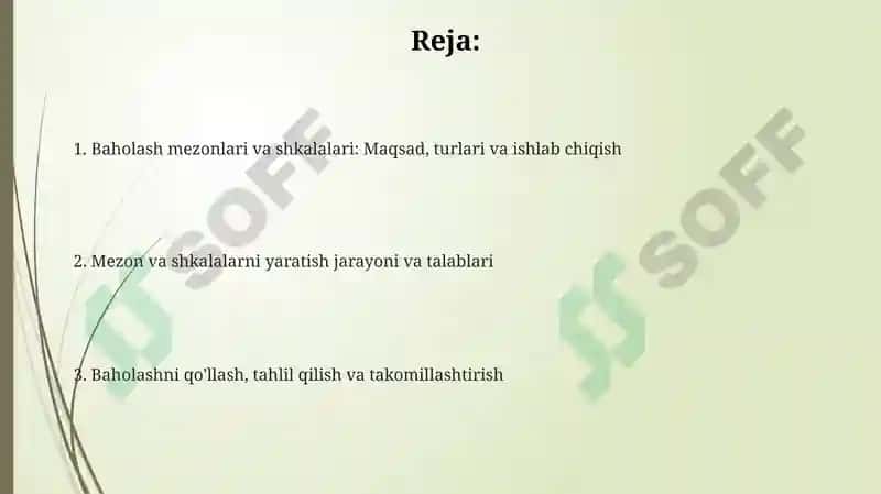 Baholash Mezonlari va Shkalalari 2