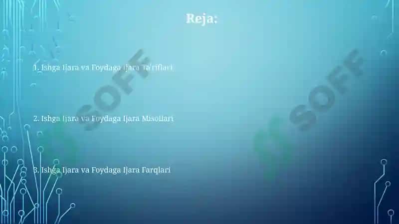 Ishga Ijara va Foydaga Ijara 2