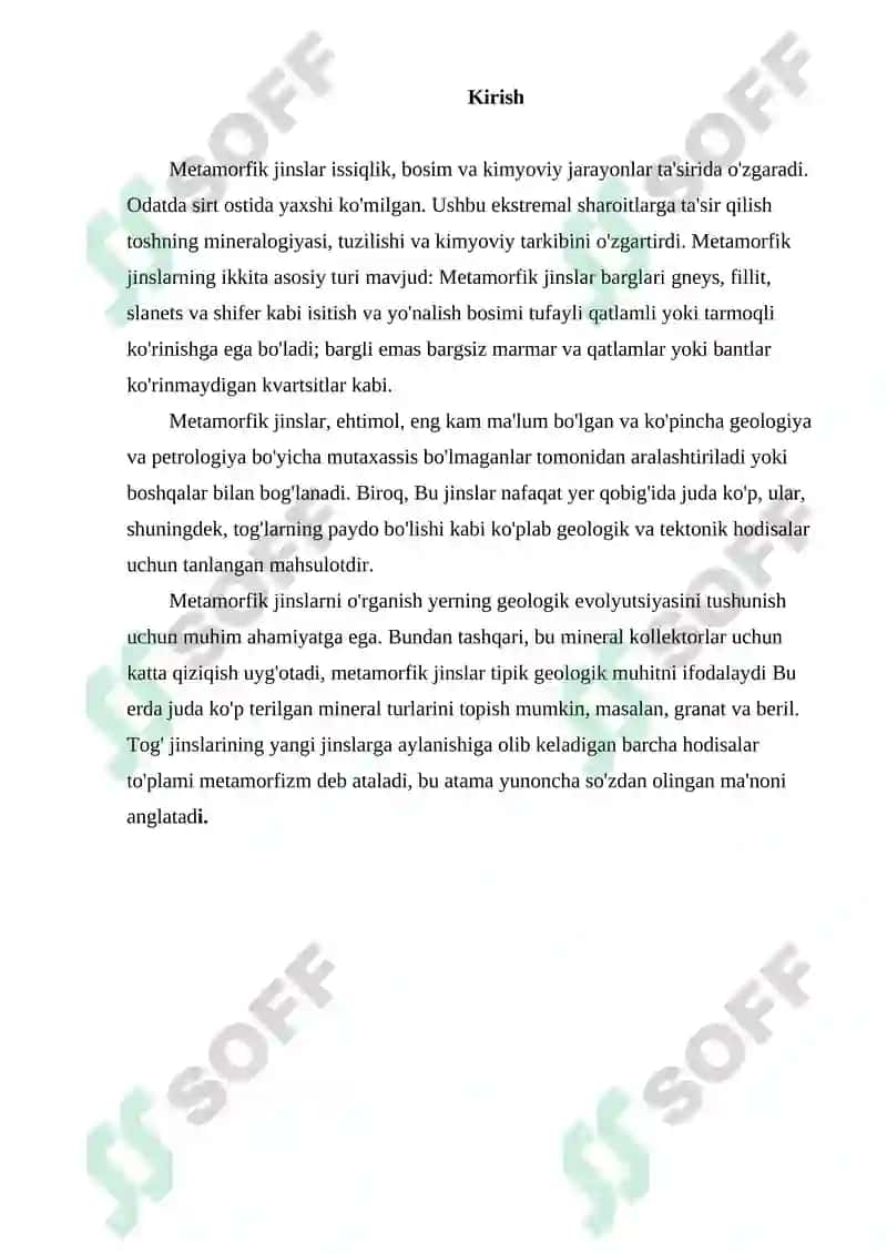 Metamorfik tog’ jinslari va ularning turlari 2