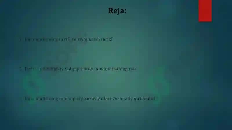 Toponimika: Ta'rif va ahamiyat 2