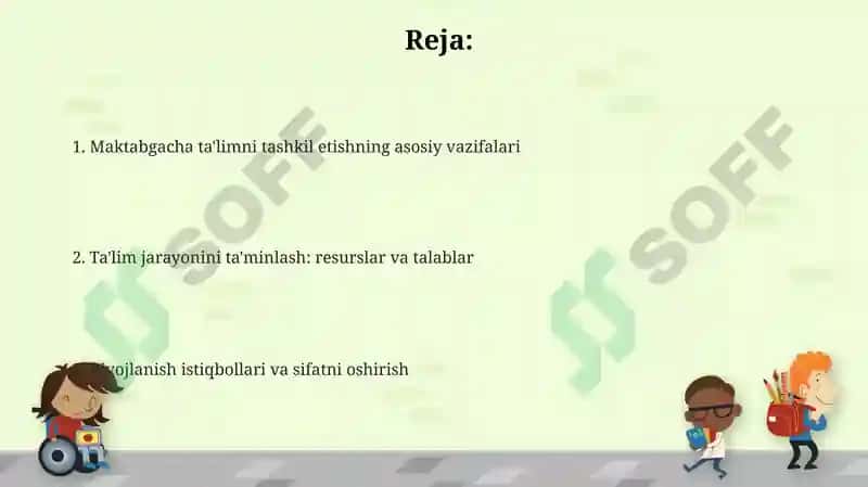 Maktabgacha ta'lim tashkil etish vazifalari 2