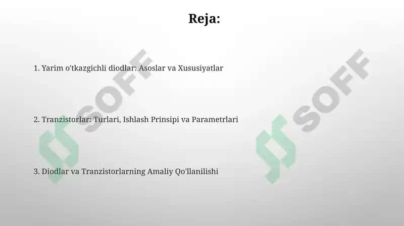 Yarimo'tkazgichli diodlar va tranzistorlar 2