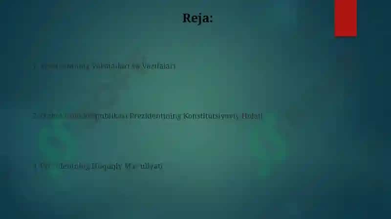 Prezidentning Vakolatlari va Vazifalari 2