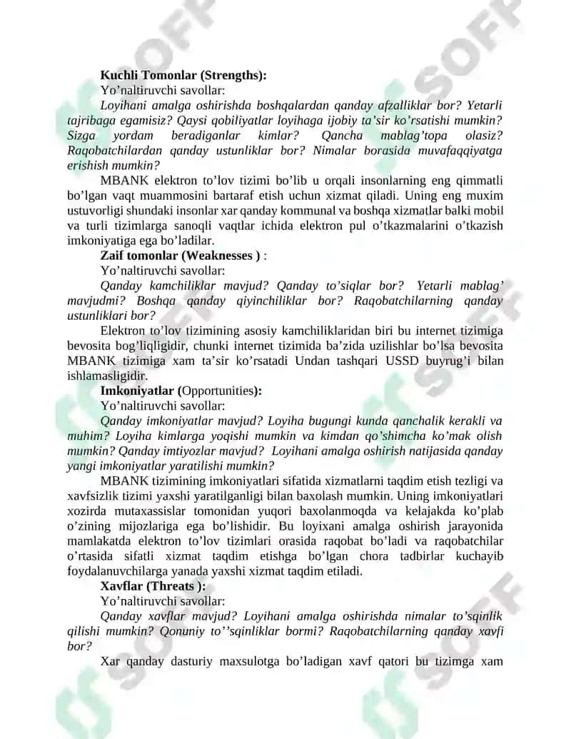 ELEKTRON TO’LOV TIZIMINING SWOT TAHLILI 2