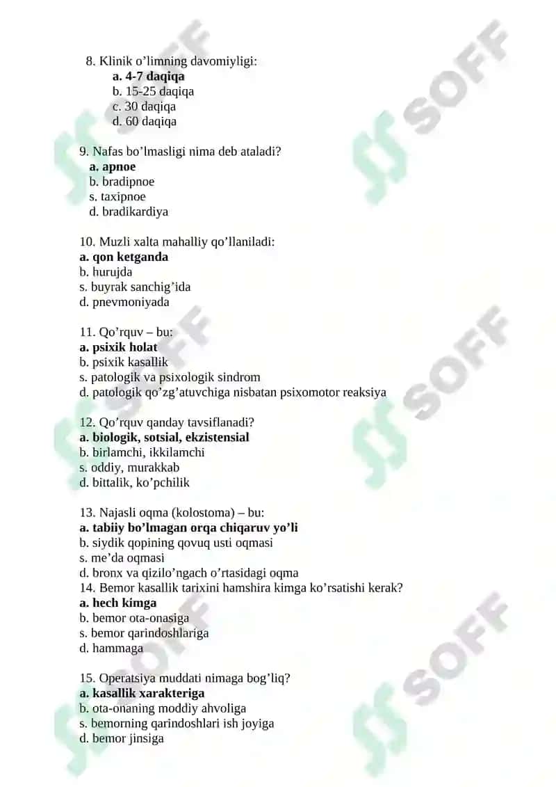Bolalar xirurgiyasi fanidan test 2
