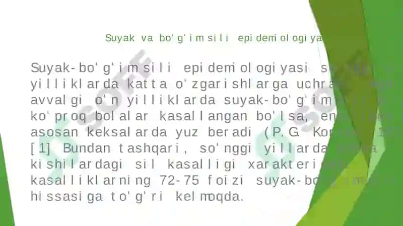 Suyak va bo’g’im sili epidemiologiyasi 2