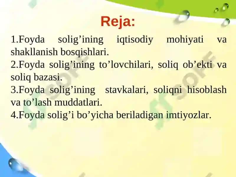 Фойда солиғи ва унинг моҳияти 2