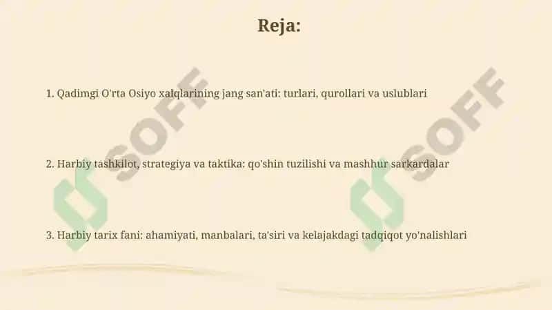 Qadimda O'rta Osiyo halglari harbiy sanati 2