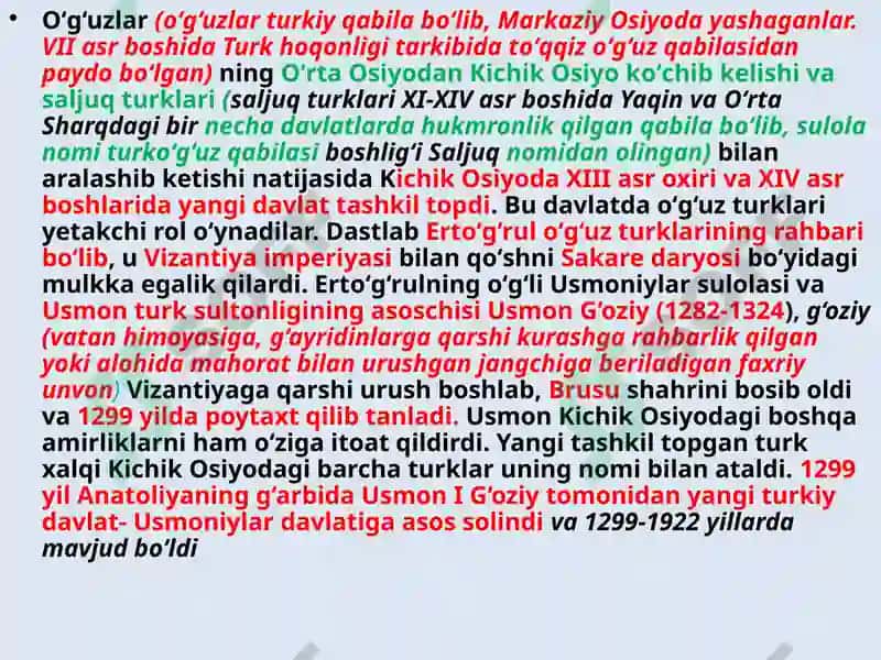 XI- XV asrlarda Turkiya Reja 2