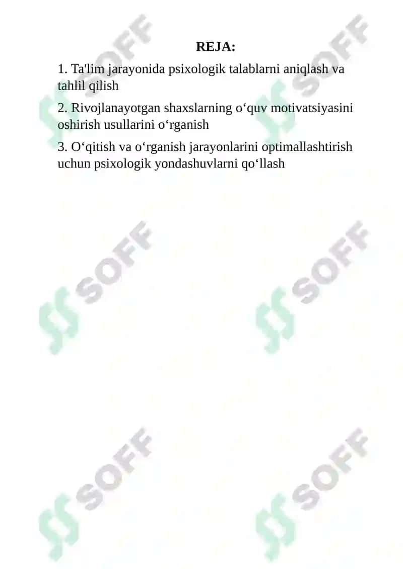 Pedagogik psixologiyaning asosiy vazifalari 2