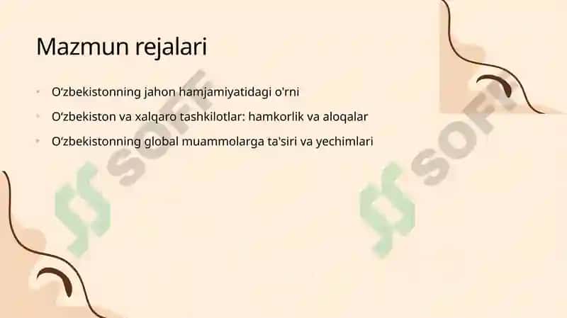 Oʻzbekiston va Jahon Hamjamiyati 2