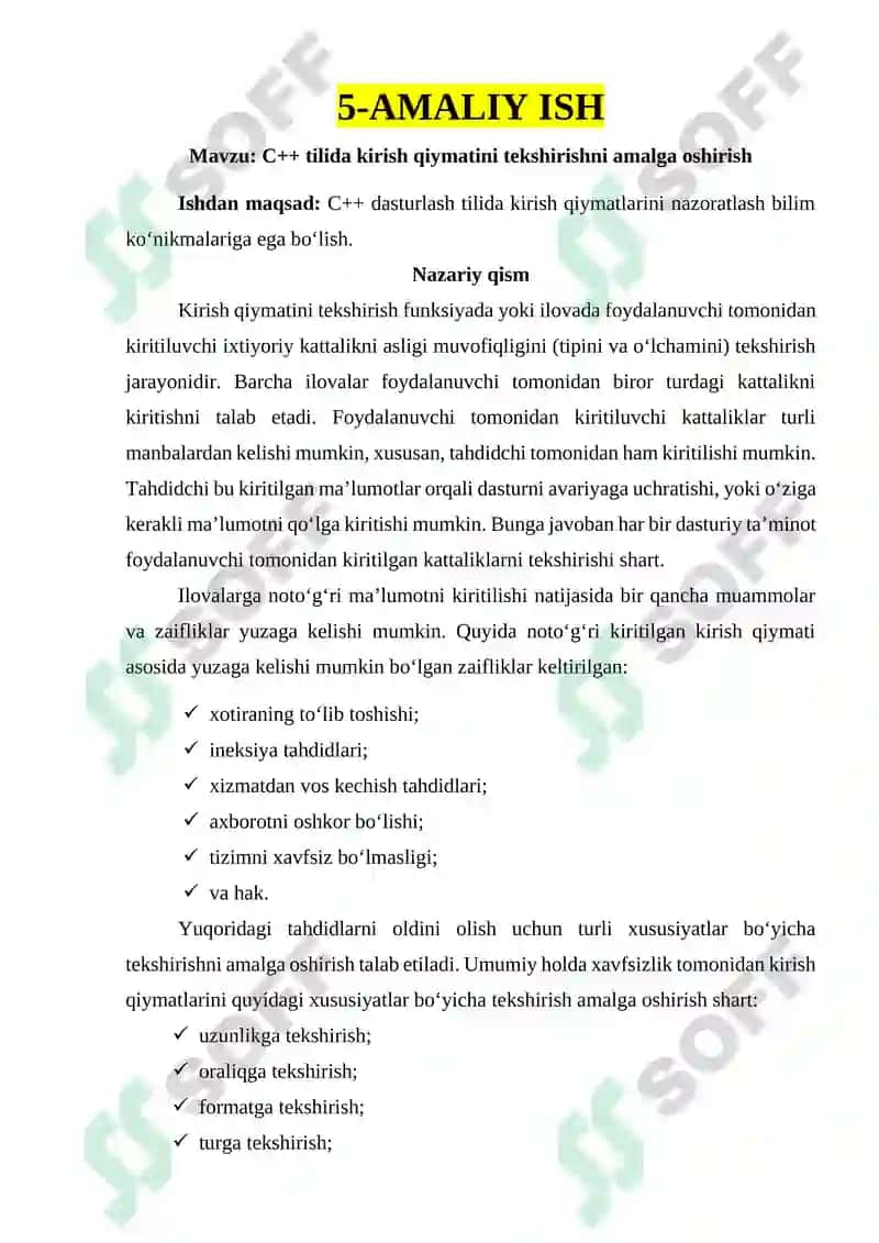 C++ tilida kirish qiymatini tekshirishni amalga oshirish 2