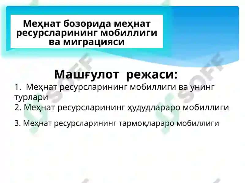 Меҳнатресурсларининг мобиллиги ва миграцияси 2