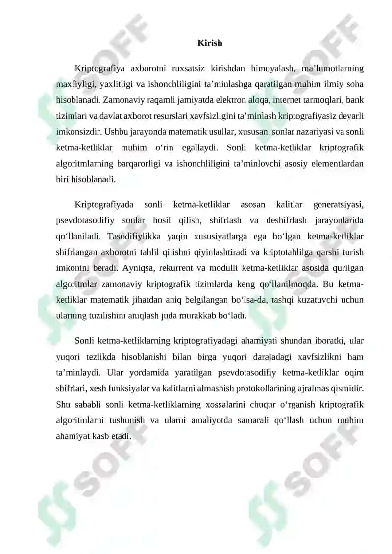 Kriptografiyada sonli ketma-ketliklarning tatbiqi 2