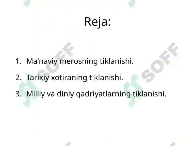 Ma'naviy merosning tiklanishi 2