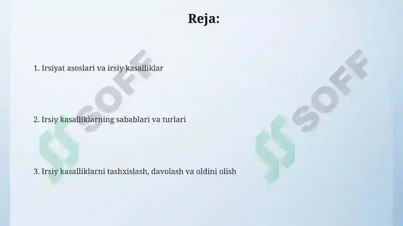 Irsiyat va irsiy kasalliklar 2