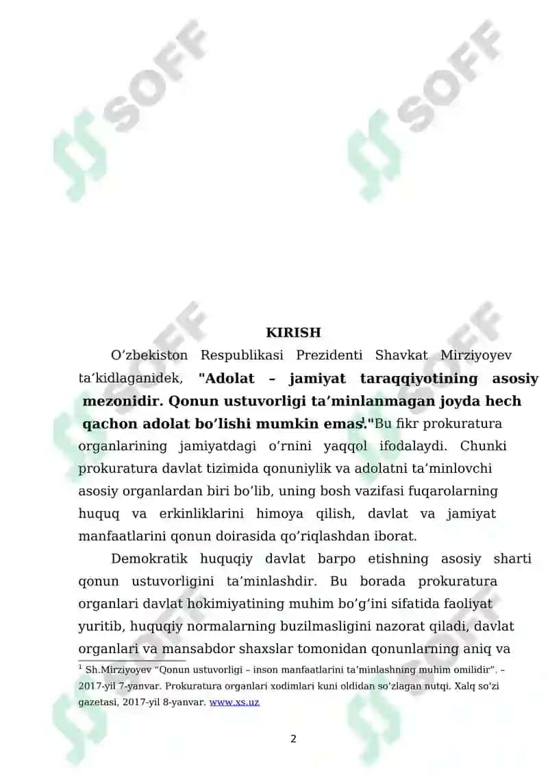 QONUNIYLIKNI TA’MINLASHDA PROKRATURA ORGANLARINING FAOLIYATI 2