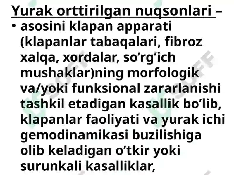Yurak orttirilgan nuqsonlari 2