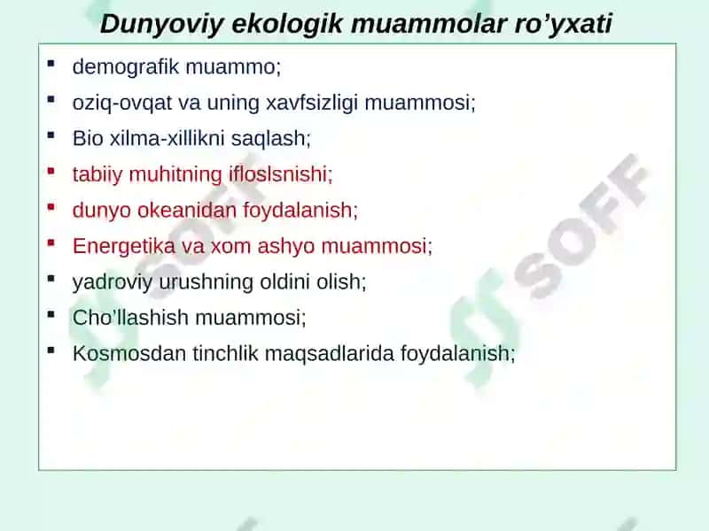 Insoniyatning global muammolari 2