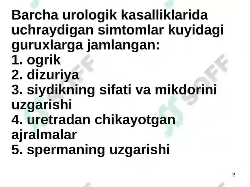 Urologik Kasalliklardagi Simptomlar 2