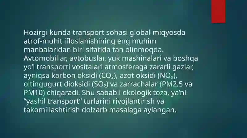 Ekologik transport turlari 2