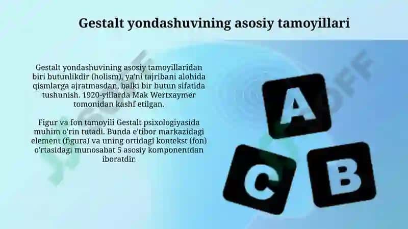 Gestalt yondashuvining asosiy tamoyillari 2