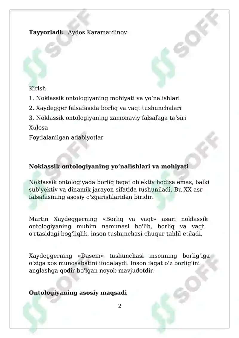 Noklassik ontologiyaning yo‘nalishlari va mohiyati 2