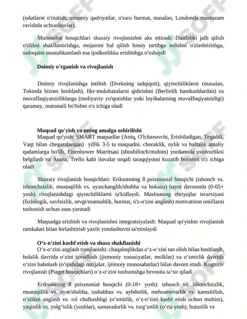 Shaxsiy rivojlanish 2