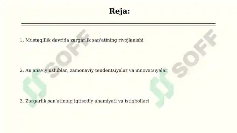 Mustaqillik yillarida zargarlik sanati 2