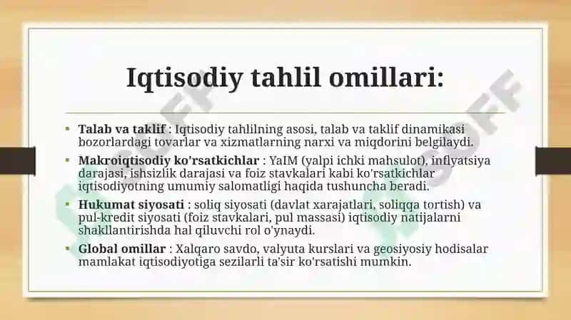 Iqtisodiy tahlilda omillar tizimi hamda modellar 2